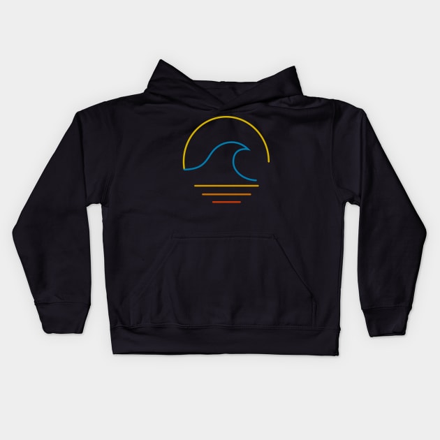 Minimal Wave and Sun Kids Hoodie by JDP Designs